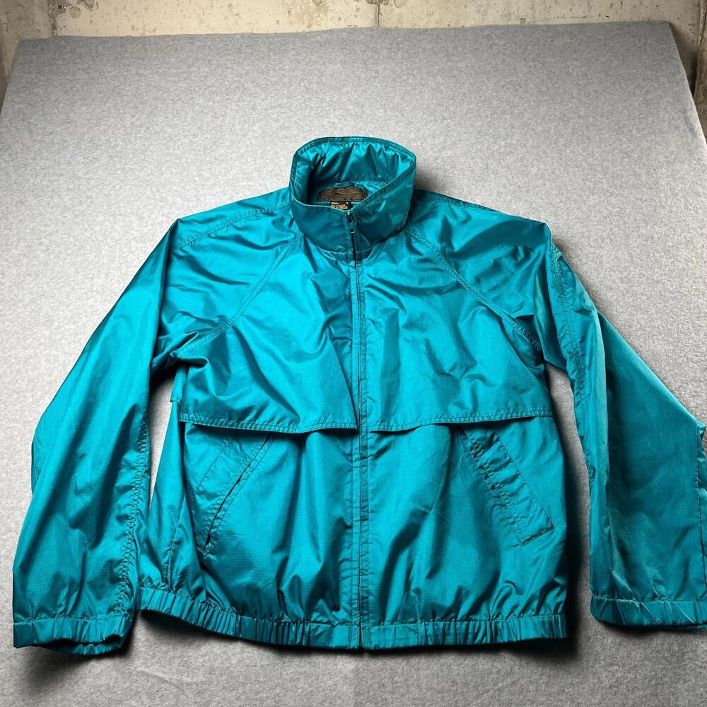 Eddie Bauer Vintage Windbreaker Rain Jacket Men’s Sz L Green Teal 90s Mesh Lined